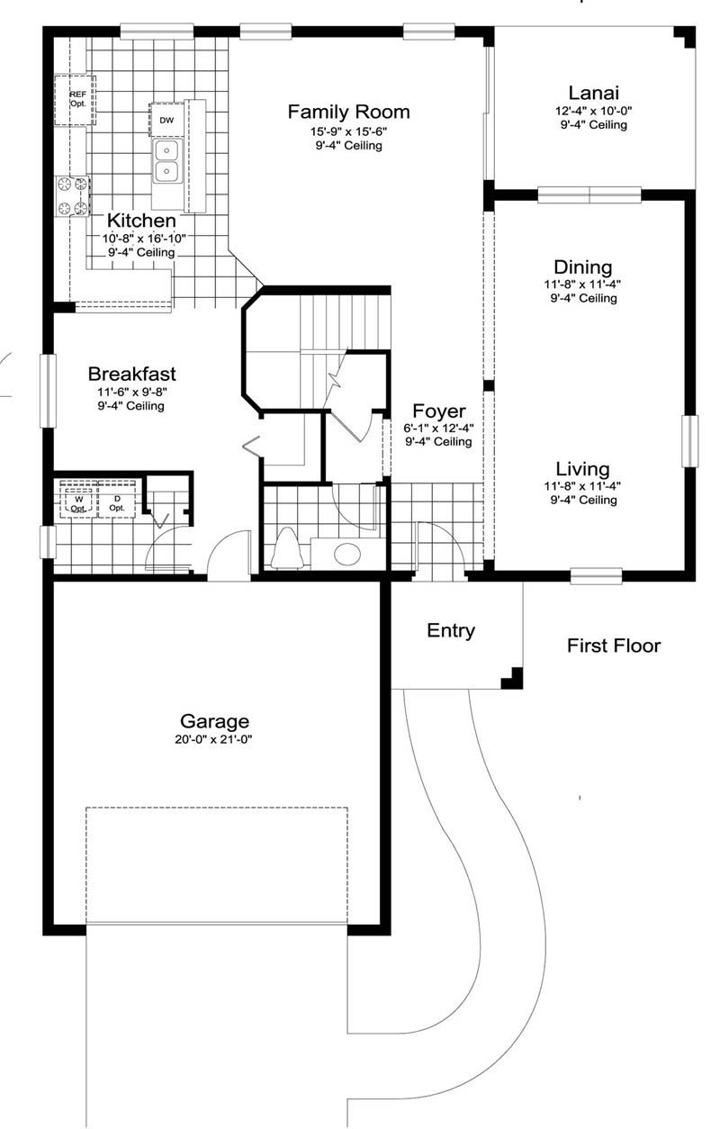 Sunrise Floor Plan in Reflection Lakes, Naples by Neal Communities, 4 Bedrooms, 2.5 Bathrooms, 2 Car garage, 2,535 Square feet, 2 Story home